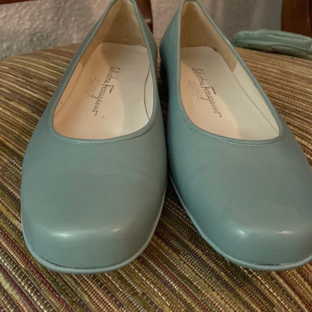 Salvatore Ferragamo Teal flat loafers